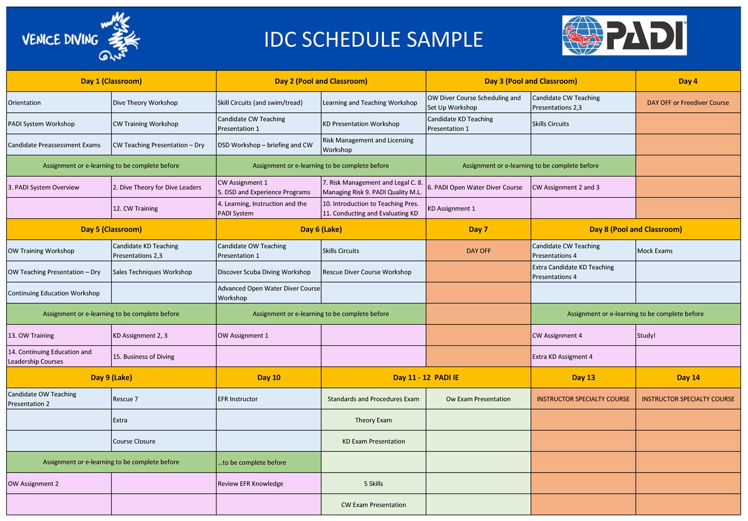 date program padi idc